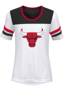 Chicago Bulls Girls White Team Logo Short Sleeve Fashion T-Shirt