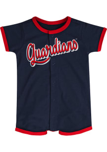 Cleveland Guardians Baby Navy Blue Power Hitter Short Sleeve One Piece