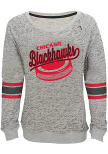 Chicago Blackhawks Girls Grey Lucky Puck Long Sleeve Sweatshirt