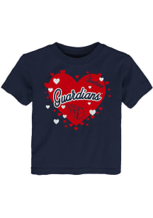 Cleveland Guardians Toddler Girls Navy Blue Bubble Hearts Short Sleeve T-Shirt