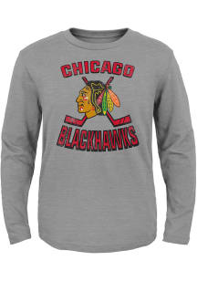 Chicago Blackhawks Toddler Grey Double Crossed Long Sleeve T-Shirt