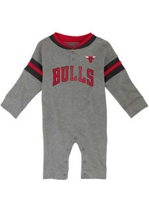 Chicago Bulls Baby Grey Defender Varsity Long Sleeve One Piece