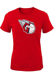 Cleveland Guardians Girls Red Primary Logo Short Sleeve Tee