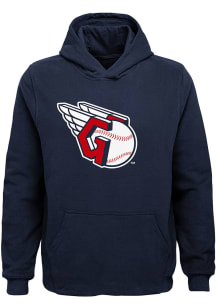 Cleveland Guardians Youth Navy Blue Primary Logo Long Sleeve Hoodie