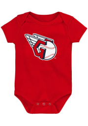 Cleveland Guardians Baby Red Primary Logo Short Sleeve One Piece