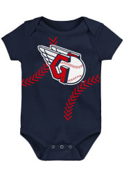 Cleveland Guardians Baby Navy Blue Running Home Short Sleeve One Piece