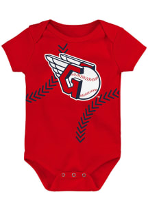 Cleveland Guardians Baby Red Running Home Short Sleeve One Piece