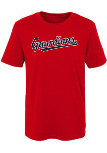 Cleveland Guardians Boys Red Guardians Wordmark Short Sleeve T-Shirt