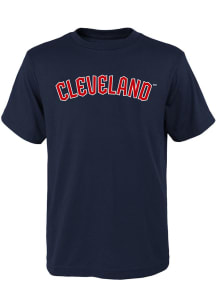 Cleveland Guardians Youth Navy Blue Cleveland Wordmark Short Sleeve T-Shirt