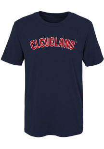 Cleveland Guardians Boys Navy Blue Cleveland Wordmark Short Sleeve T-Shirt