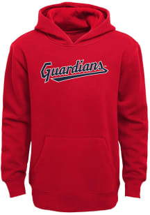 Cleveland Guardians Youth Red Guardians Wordmark Long Sleeve Hoodie