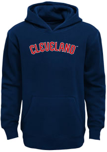Cleveland Guardians Youth Navy Blue Cleveland Wordmark Long Sleeve Hoodie