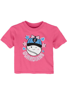 Cleveland Guardians Toddler Girls Pink Winky Short Sleeve T-Shirt