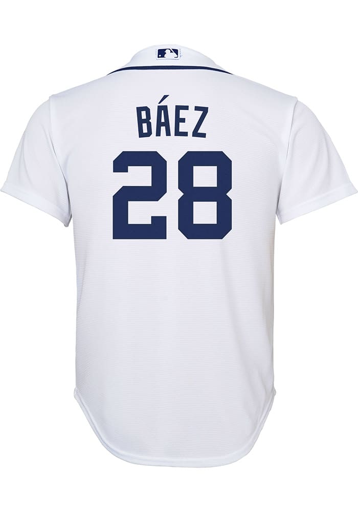 Nike Youth Detroit Tigers Javier Báez #28 Cool Base Home Jersey - White - M Each
