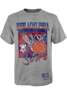Mitchell and Ness Philadelphia 76ers Youth Grey Nothing But Net Short Sleeve T-Shirt