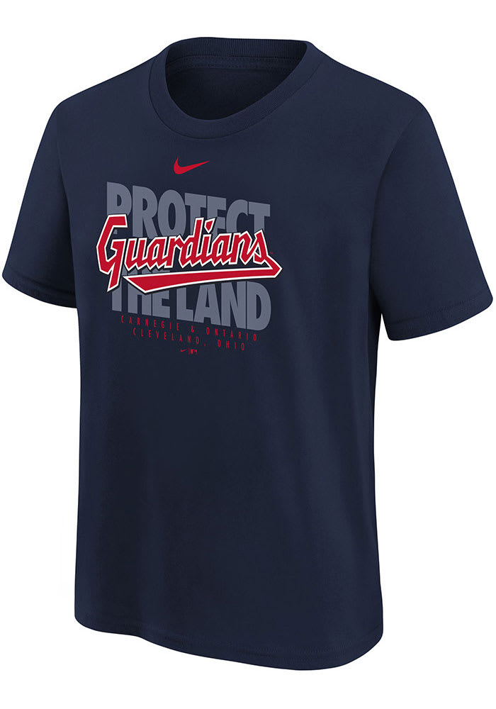 Nike Cleveland Guardians Youth Navy Blue Protect The Land Short Sleeve T-Shirt