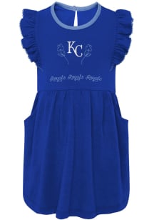 Kansas City Royals Baby Girls Blue Infielder Ruffle Short Sleeve Dress