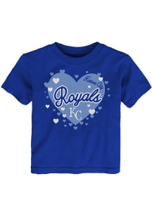 Kansas City Royals Toddler Girls Blue Bubble Hearts Short Sleeve T-Shirt