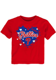 Philadelphia Phillies Toddler Girls Red Bubble Hearts Short Sleeve T-Shirt