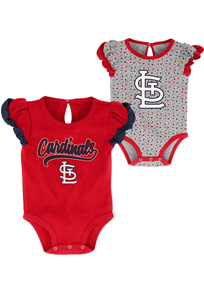 St Louis Cardinals Toddler Girls Bubble Hearts Short Sleeve T-Shirt - Red