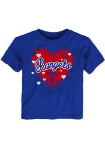 Texas Rangers Toddler Girls Blue Bubble Hearts Short Sleeve T-Shirt