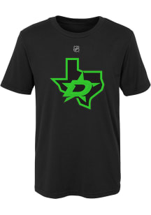 Dallas Stars Boys Black Neon Logo Short Sleeve T-Shirt
