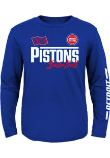 Detroit Pistons Youth Blue Race Time Long Sleeve T-Shirt