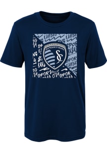 Sporting Kansas City Boys Navy Blue Divide Short Sleeve T-Shirt