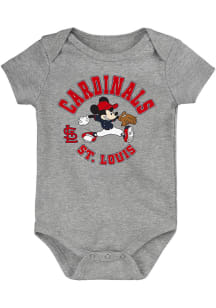 St Louis Cardinals Baby Grey Defender Short Sleeve One Piece