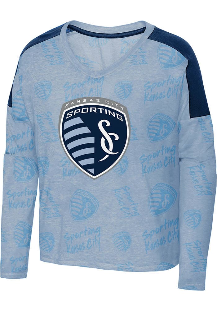 Men's Mitchell & Ness Sky Blue Sporting Kansas City Mesh V-Neck T-Shirt