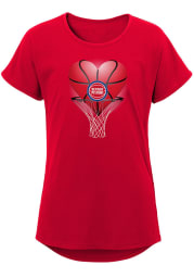 Detroit Pistons Girls Red Heart Dunk Short Sleeve Tee