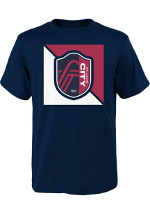 St Louis City SC Youth Navy Blue Divide Short Sleeve T-Shirt