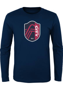 St Louis City SC Youth Navy Blue Primary Logo Long Sleeve T-Shirt