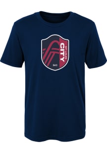 St Louis City SC Boys Navy Blue Primary Logo Short Sleeve T-Shirt
