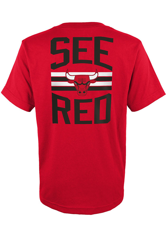 Chicago Bulls Boys Red Slogan Back Short Sleeve T-Shirt