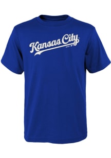 Kansas City Royals Youth Blue Road Wordmark Short Sleeve T-Shirt