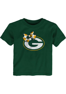 Green Bay Packers Toddler Girls Green Green Bay Bow Short Sleeve T-Shirt