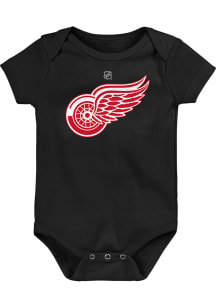 Detroit Red Wings Baby Black Primary Logo Short Sleeve One Piece