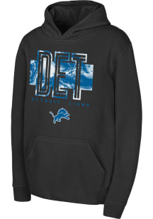 Detroit Lions Youth Black Abbreviated Long Sleeve Hoodie