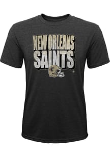 New Orleans Saints Youth Black Stack The Deck Short Sleeve Fashion T-Shirt