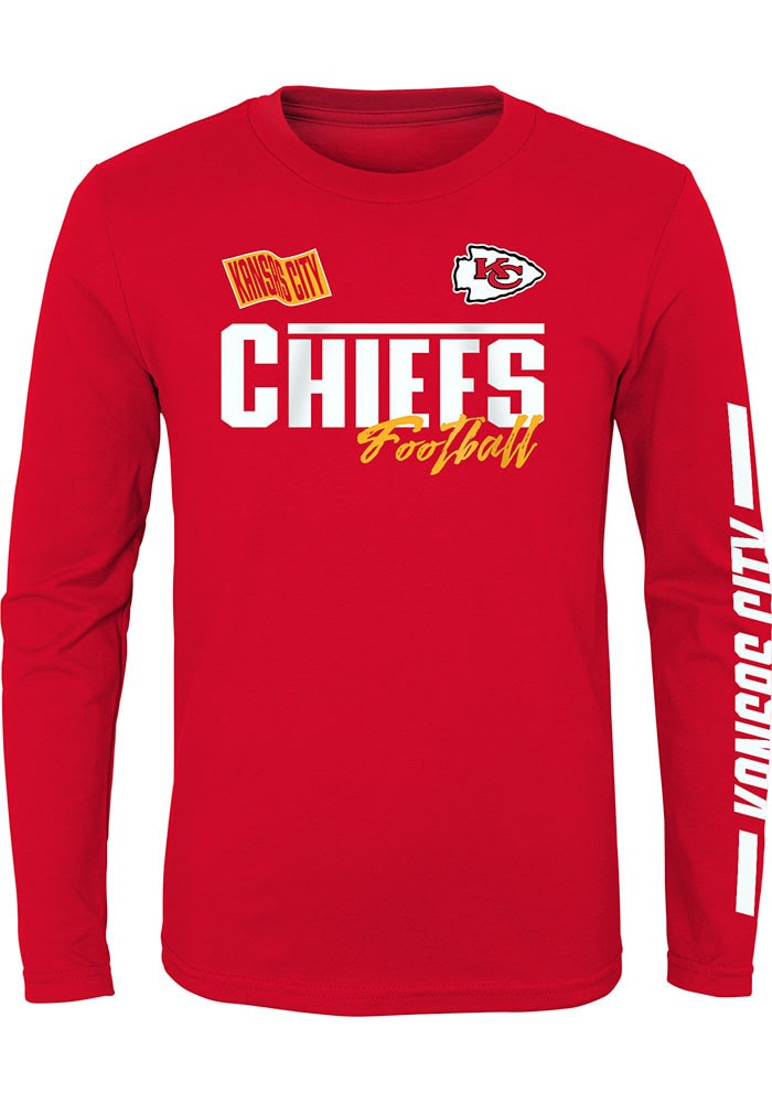 Youth Red Kansas City Chiefs Heritage Long Sleeve Hoodie T-Shirt