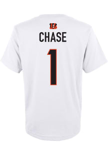 Ja'Marr Chase Cincinnati Bengals Youth White Name and Number Player Tee