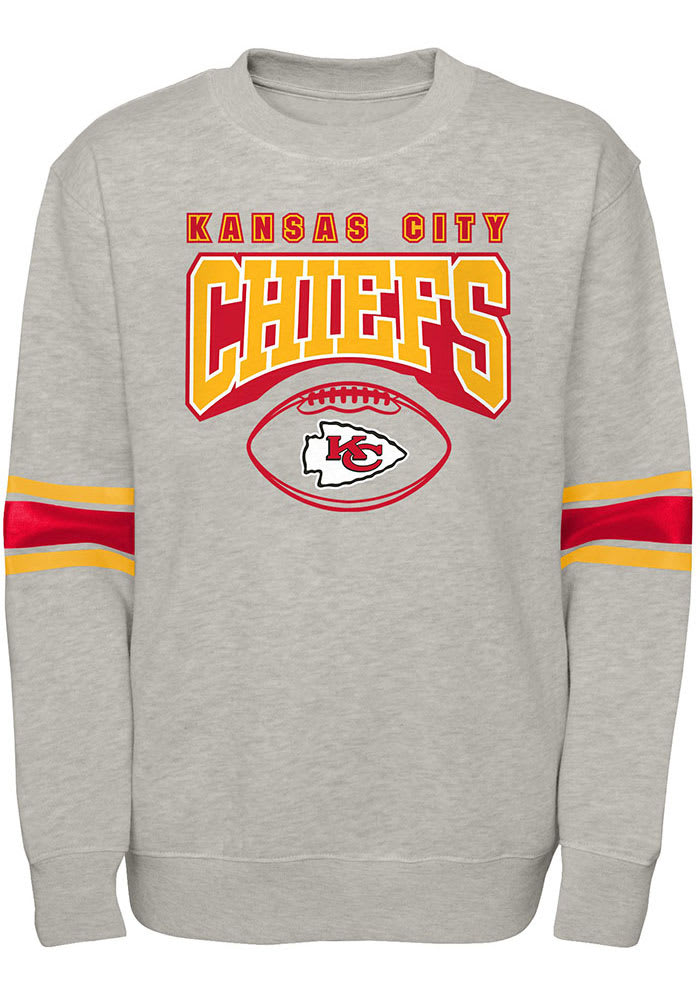 Kansas City Chiefs Youth Grey Fan Fave Long Sleeve Crew Sweatshirt
