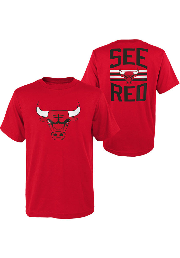 Chicago Bulls Toddler Red Slogan Back Short Sleeve T-Shirt
