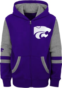 K-State Wildcats Boys Purple Stadium Long Sleeve Full Zip Hooded Sweatshirt