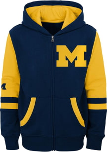 Michigan Wolverines Boys Navy Blue Stadium Long Sleeve Full Zip Hooded Sweatshirt