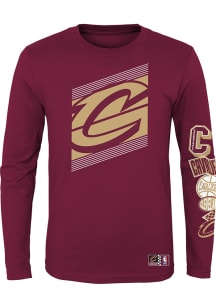 Cleveland Cavaliers Youth Maroon Downforce Defense Long Sleeve T-Shirt
