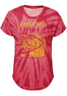 Kansas City Chiefs Girls Red In The Band Tie-Dye Short Sleeve Fashion T-Shirt