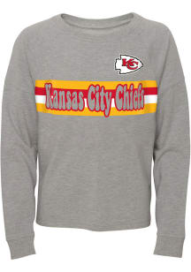 Kansas City Chiefs Girls Grey All Striped Up Long Sleeve T-shirt