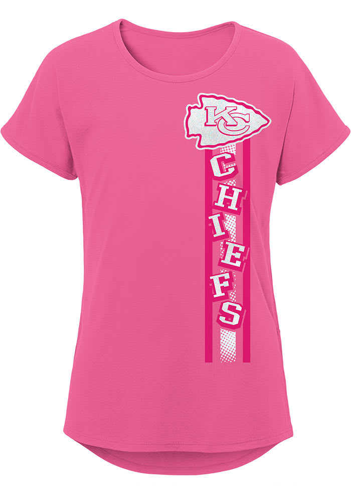 Kansas City Chiefs Girls Pink Fair Catch Short Sleeve Tee